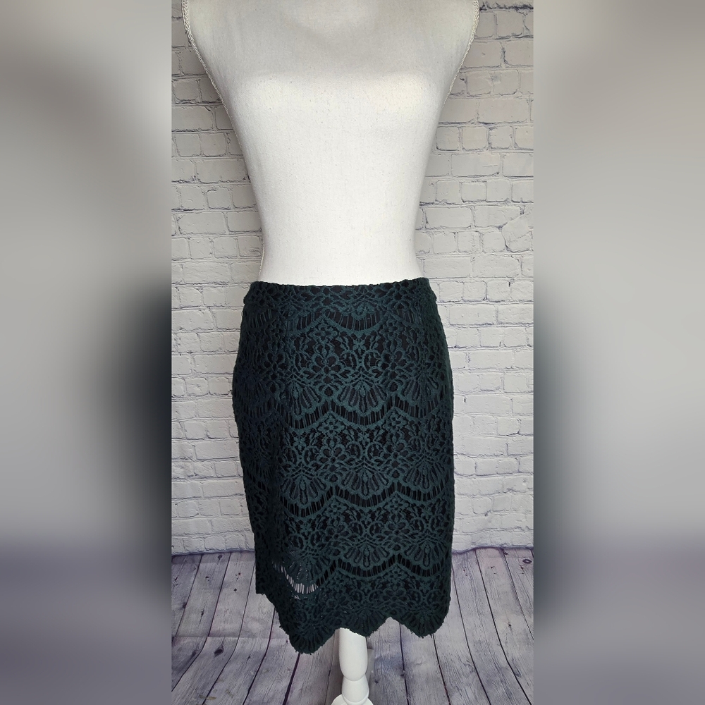 Halogen Dark Green Crochet Pencil Skirt 6